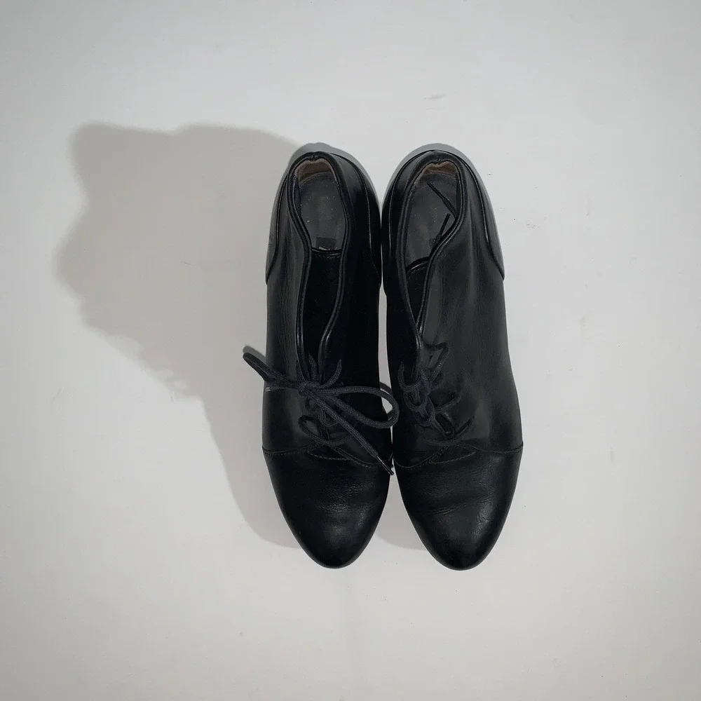 Paul Green Boots Womens UK 3.5 Black Leather Ankle Block Heel Booties US 6
